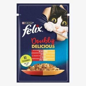 Felix Pouch Çifte Lezzet Sığır Etli ve Tavuklu Yetişkin Kedi Konservesi 6 Adet 85 Gr
