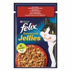 Felix Pouch Sensation Jellies Sığır Etli ve Domatesli Yetişkin Kedi Konservesi 6 Adet 85 Gr