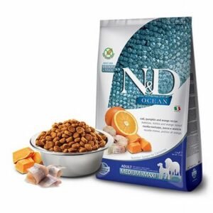 N&D Ocean Pumpkin Balkabaklı Balıklı Portakallı Medium Maxi Tahılsız Yetişkin Köpek Maması 2,5 Kg