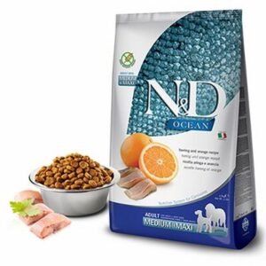 N&D Ocean Ringa Balıklı Portakallı Medium Maxi Tahılsız Yetişkin Köpek Maması 2,5 Kg