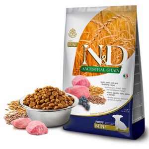 N&D Ancestral Grain Mini Puppy Kuzulu Yaban Mersinli Küçük Irk Düşük Tahıllı Yavru Köpek Maması 800 Gr
