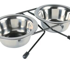 Trixie Paslanmaz Çelik Kedi ve Köpek İkili Mama Kabı 2x450 Ml 12 Cm