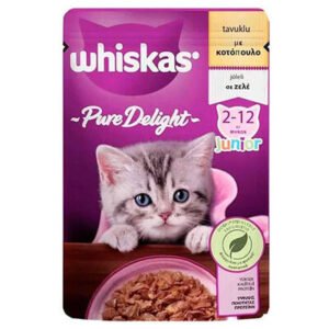 Whiskas Pouch Pure Delight Jöle İçinde Tavuklu Yavru Kedi Konservesi 12 Adet 85 Gr
