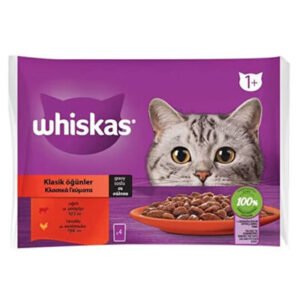 Whiskas Pouch Sos İçinde Sığırlı ve Tavuklu Yetişkin Kedi Konservesi 4 Adet 85 Gr